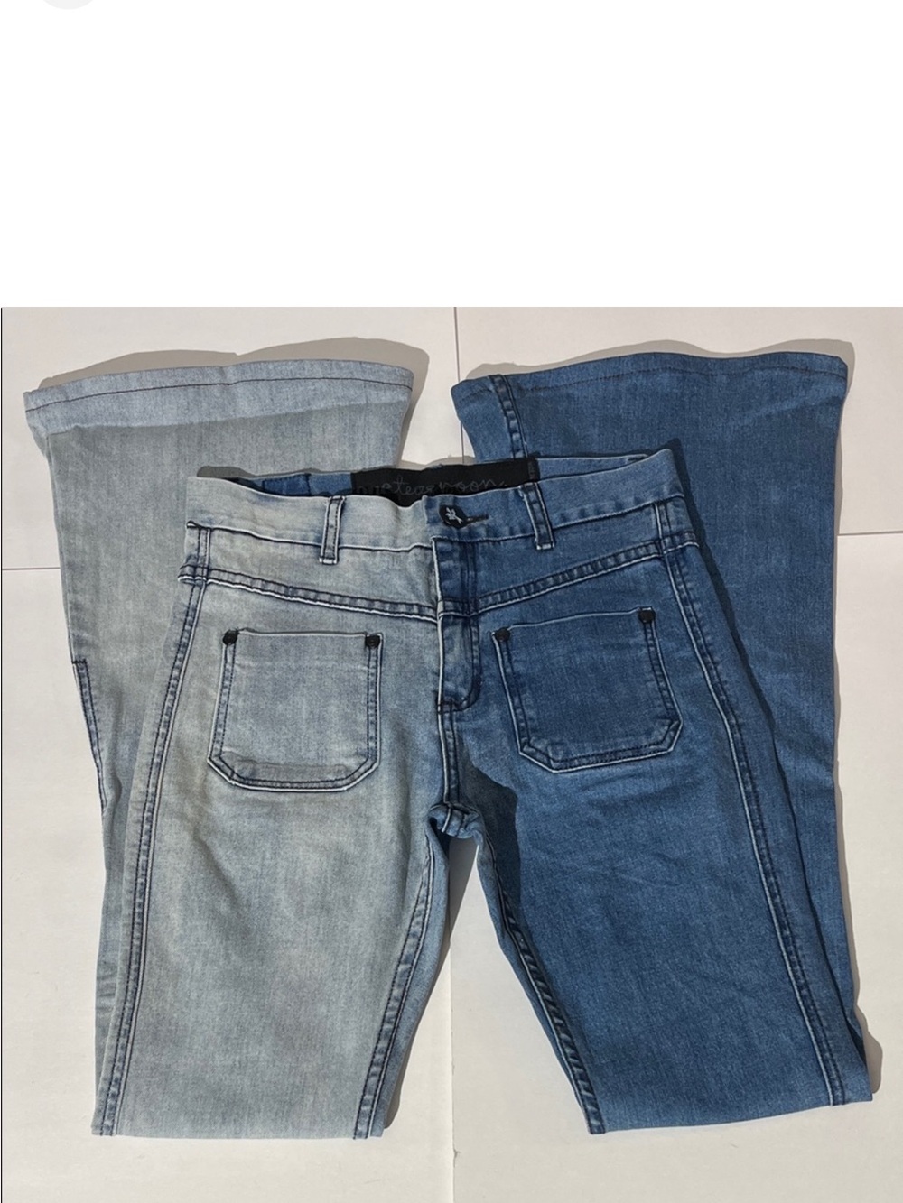One Teaspoon Two Tone Flare Bellbottom Denim Jeans sz 8 or 26 Anthro Free People